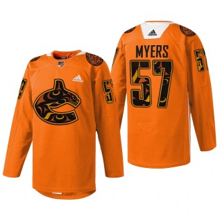 Vancouver Canucks Tyler Myers #57 2022 First Nations Night Jersey Orange Every Child Matters