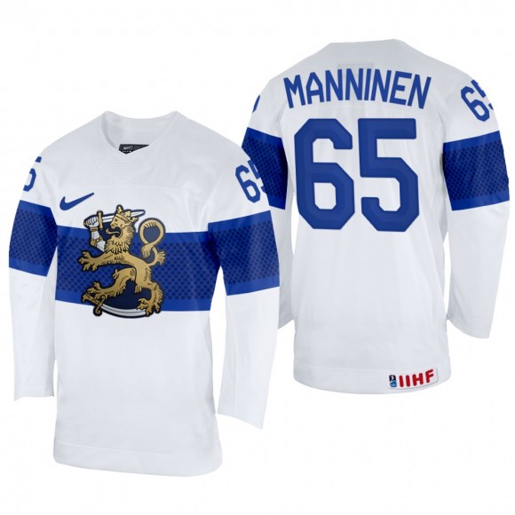 Sakari Manninen Finland Hockey White Home Jersey 2022 IIHF World Championship