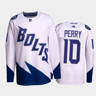 Corey Perry Lightning 2022 Stadium Series Jersey #10 Primegreen Authentic White Uniform