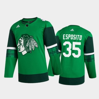 Chicago Blackhawks Tony Esposito #35 2020 St. Patrick's Day Authentic Player Jersey Green